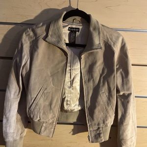 Real Suede XS contemporary women jacket Short Light beige.Very good condition